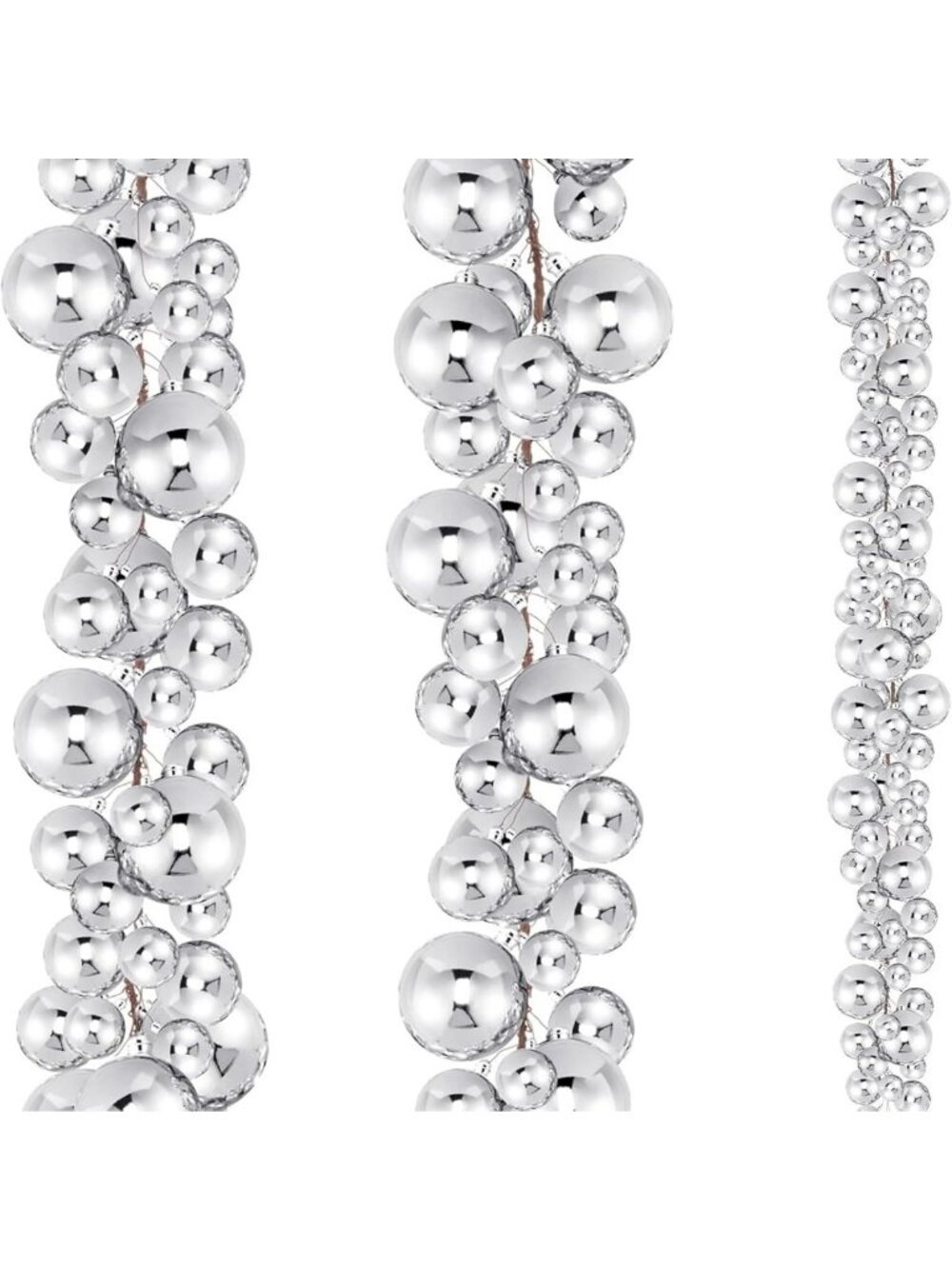 9 ft Silver Christmas Ball Ornament Garland - Set of 2 Festive Holiday Decor